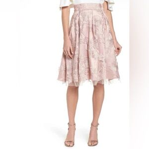 Eliza J Blush A-Line 4 Layer Rose Blush Lace Skirt 12